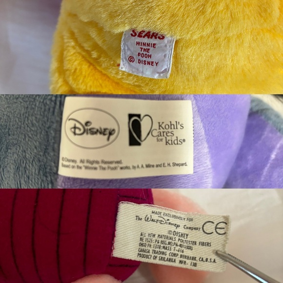 Disney Winnie-the-Pooh 3 Character- Pooh Eeyore Piglet- Plush Stuff Toy Lot - Picture 11 of 11